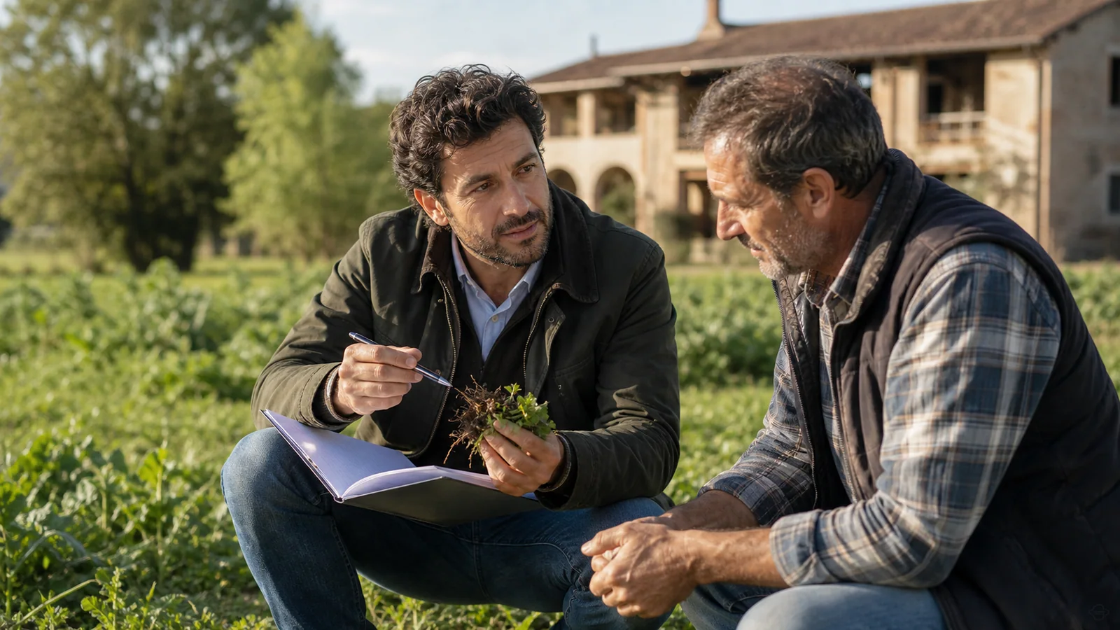 Agronomo e consulente ambientale durante visita in cascina