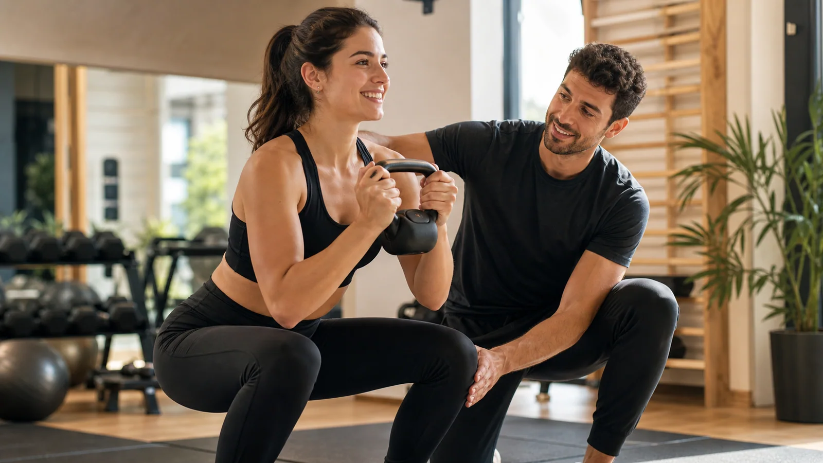 Personal trainer che lavora con una cliente
